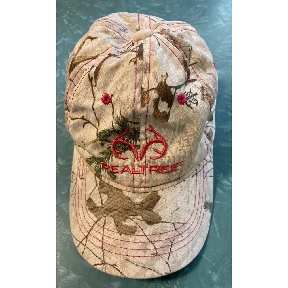 Realtree Hat Cap Hook And Loop Strap Back White Camouflage Baseball Hat Womens